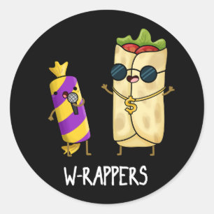 Sticker Rond W-rappers Funny Food Pun Dark BG