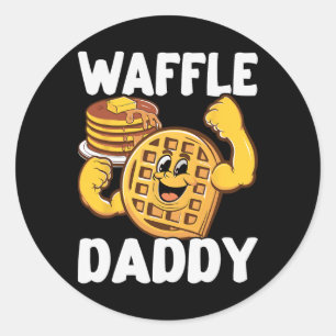 Sticker Rond Waffle Daddy Nourriture Louveur gaufre Pères Whisp