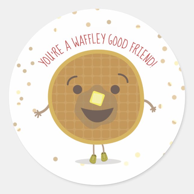 Sticker Rond Waffley Good Friend Waffle Valentine Kids (Devant)