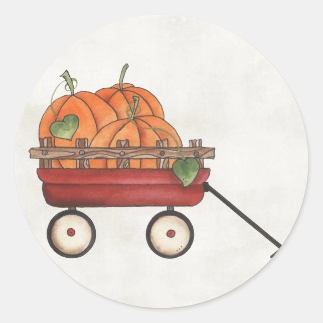 Sticker Rond Wagon plein de Citrouilles (Devant)