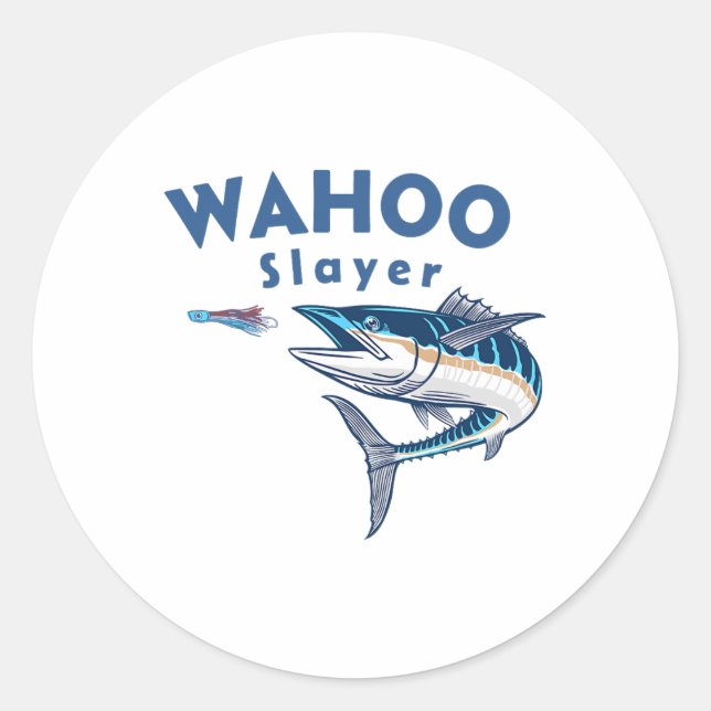 Sticker Rond Wahoo Slayer Salt Water Fishing Wahoo  (Devant)