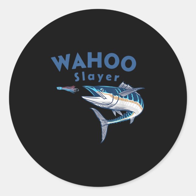 Sticker Rond Wahoo Slayer Salt Water Fishing Wahoo  (Devant)