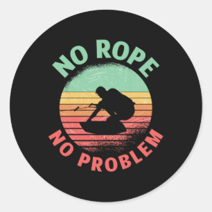 Sticker Rond Wakeboard No Rope No Problem Retro Wakeboard