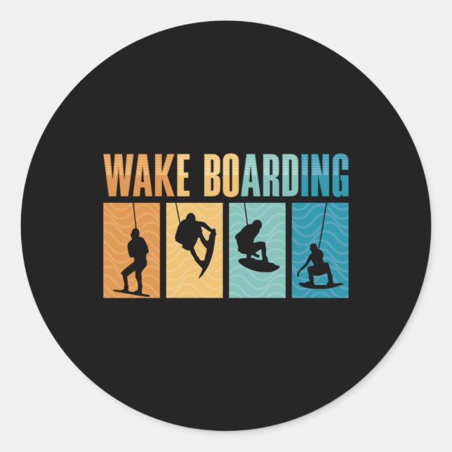 Sticker Rond Wakeboard Wake Boarding Wakeboarder Wakeboarding (Devant)