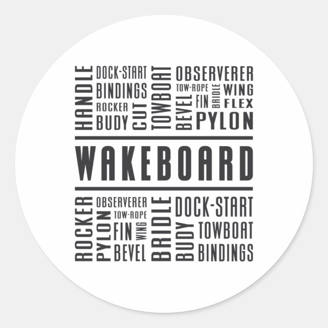 Sticker Rond Wakeboard Wakeboard Wake Wakeboard Amateurs Wakebo (Devant)