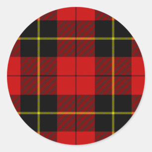 Sticker Rond Wallace tartan rouge noir plaid