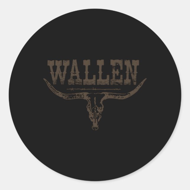 Sticker Rond Wallen Western Wallen Bullhead Cow Wallen (Devant)