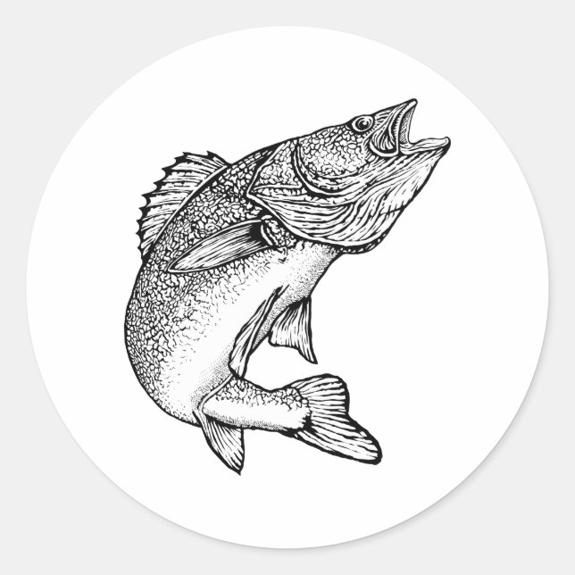 Sticker Rond Walleye Fish (Devant)