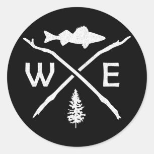 Sticker Rond Walleye Fishing Outdoor Compass Fisherman
