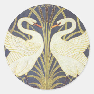 Sticker Rond Walter Crane Swan