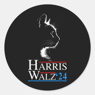 Sticker Rond Waltz 2024 Election Funny Cat Kamala Harris Tim WA