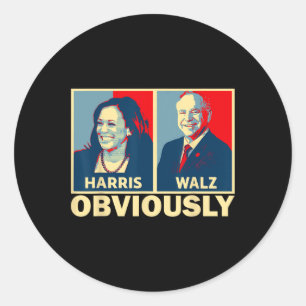 Sticker Rond Waltz 2024 Evidemment Tim Walz Kamala Harris 2024