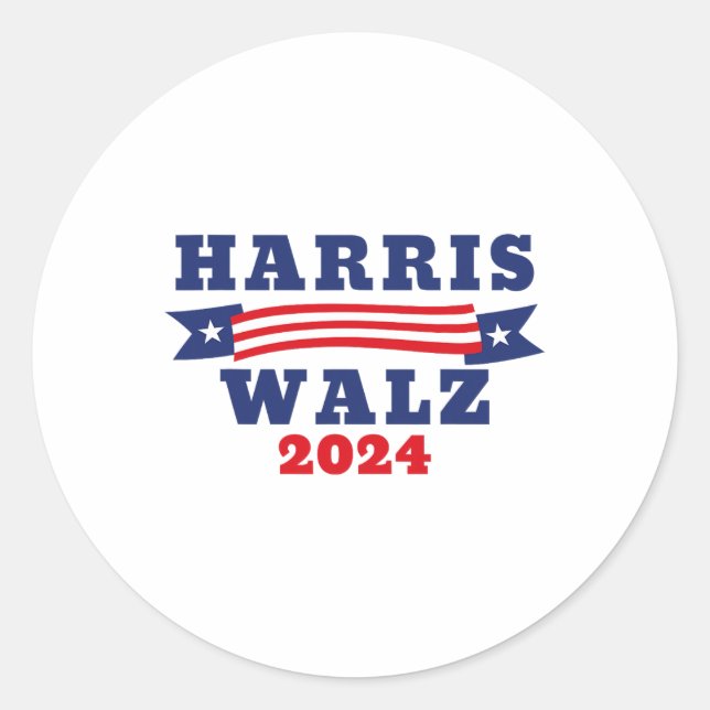 Sticker Rond Walz 2024 Drapeau américain Kamala Harris Tim Walt (Devant)