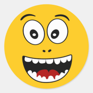 Sticker Rond Waouh Emoji Jaune