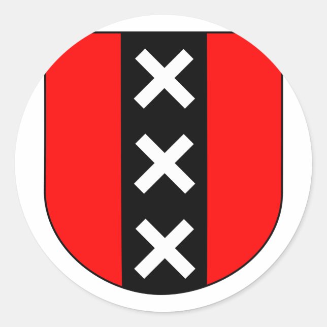 Sticker Rond Wapen Amsterdam, Pays-Bas (Devant)