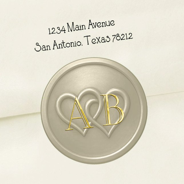 Sticker Rond Warm Gray Two Hearts Intertwined Wedding (Créateur téléchargé)