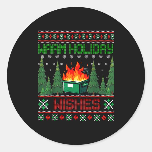 Sticker Rond Warm Holiday Wishes Christmas Lights Sweater Dumps (Devant)