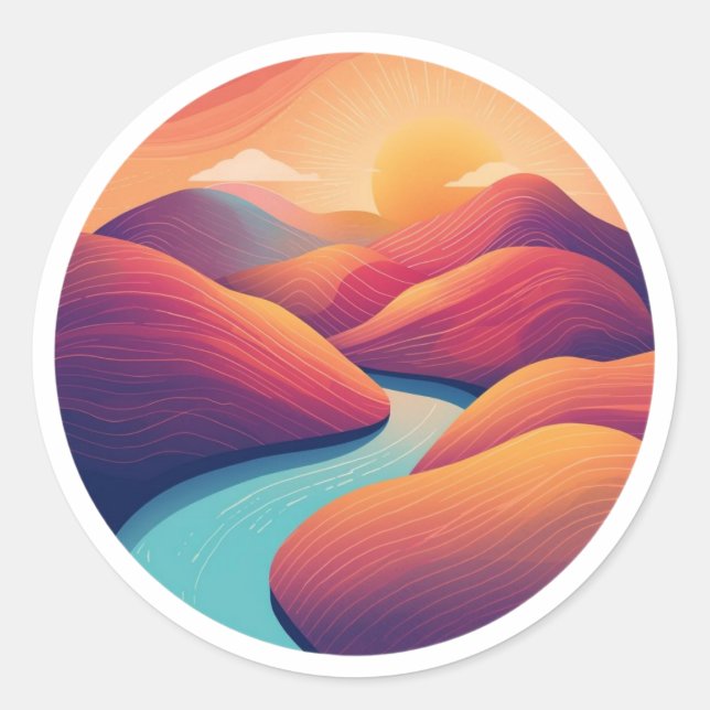 Sticker Rond Warm Horizon Line (Devant)