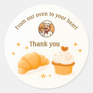 Sticker Rond Warm Orange Chef Bakery Thank You