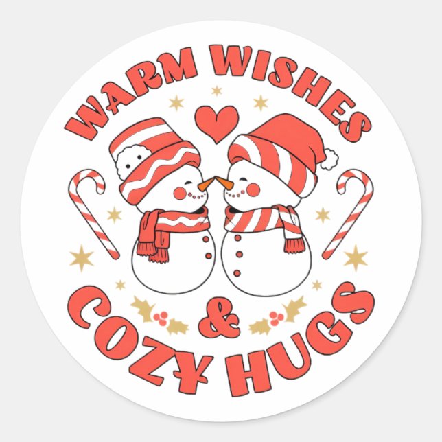 Sticker Rond Warm Wishes  & Cozy Hugs (Devant)
