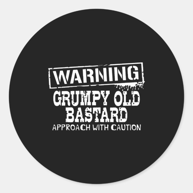 Sticker Rond Warning Mpy Old Approach With Caution Funny  (Devant)