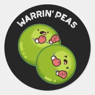 Sticker Rond Warrin Peace Funny Pea Puns Dark BG