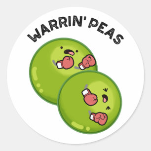 Sticker Rond Warrin Peas Funny Pea Puns