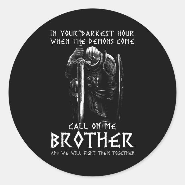 Sticker Rond Warrior Of God Call On Me Bother Fight Knight Temp (Devant)