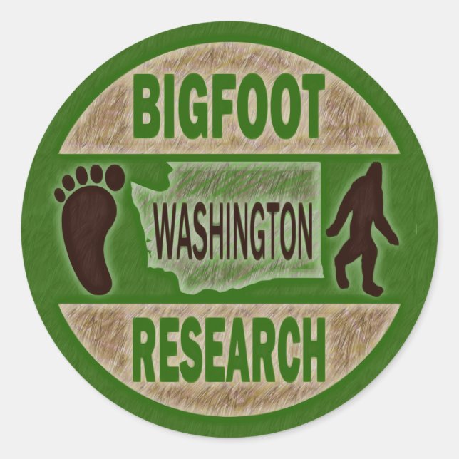 Sticker Rond Washington Bigfoot Research (Devant)
