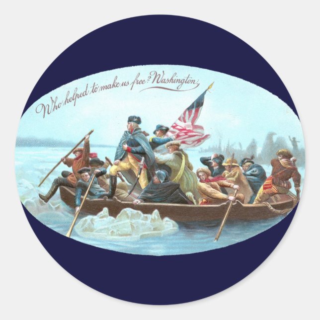 Sticker Rond Washington Crossing the Delaware (Devant)