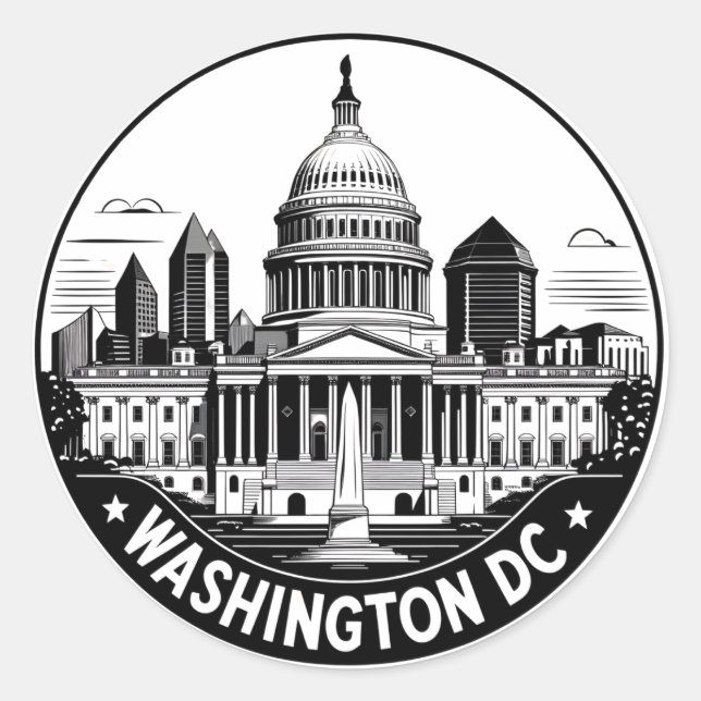Sticker Rond Washington DC Skyline (Devant)