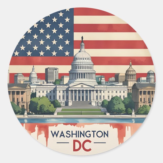 Sticker Rond Washington DC Skyline (Devant)