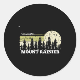 Sticker Rond Washington Randonnée Mont Rainier Arbres Nature Fo
