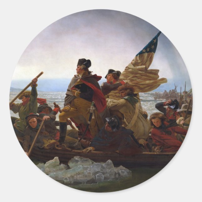 Sticker Rond Washington Traverser le Delaware par Emanuel Leutz (Devant)