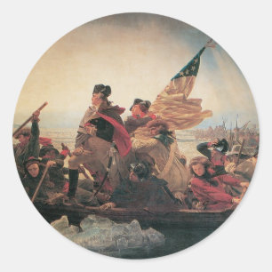 Sticker Rond Washington Traverser le Delaware par Emanuel Leutz