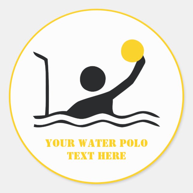 Sticker Rond Water polo player black silhouette custom (Devant)