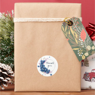 Sticker Rond Watercolor Blueberry Wreath