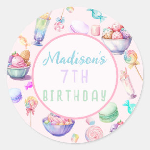 Sticker Rond Watercolor Candy Wonderland Pastel Fête d'annivers