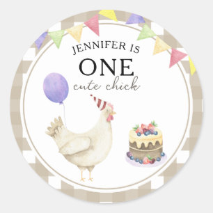 Sticker Rond Watercolor Chick 1er anniversaire