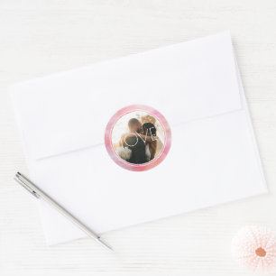 Sticker Rond Watercolor Circle Pink Peach Custom Photo