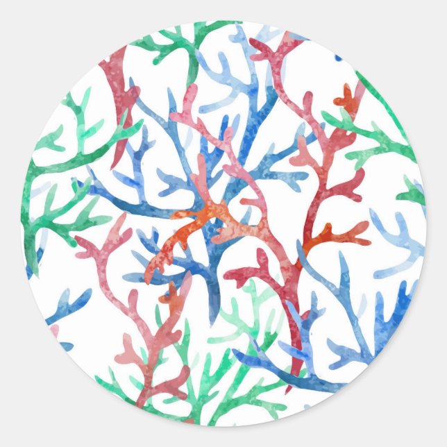 Sticker Rond Watercolor Coral (Devant)