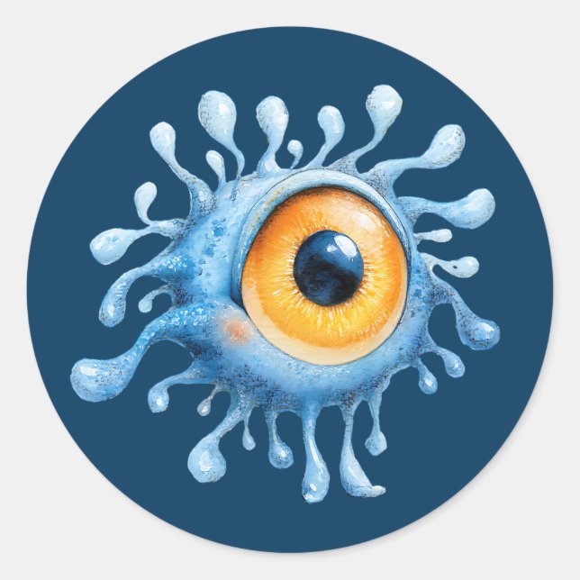 Sticker Rond Watercolor Extraterrestrial Cute Cyclops Alien  (Devant)