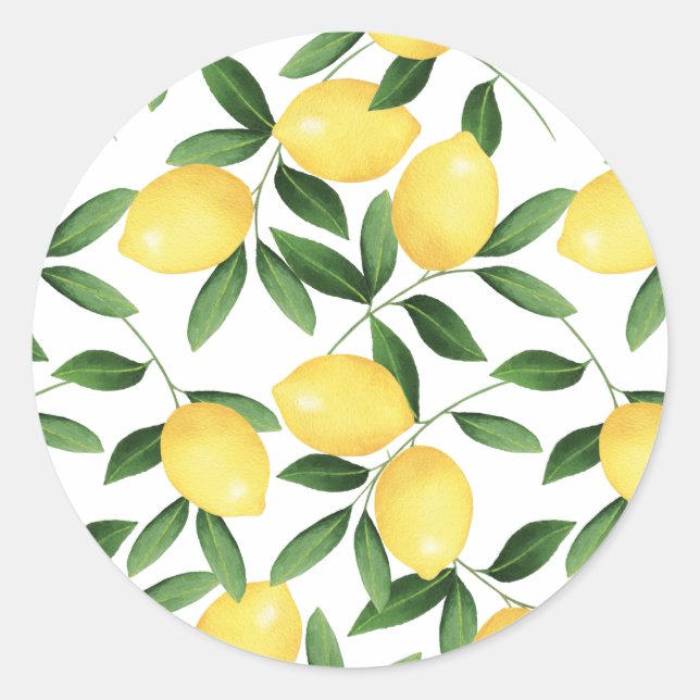 STICKER ROND WATERCOLOR LEMONS (Devant)