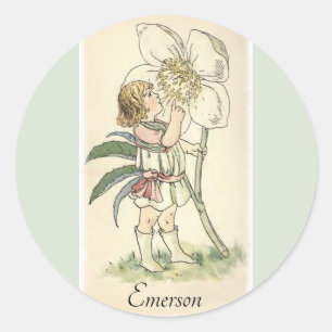 Sticker Rond Watercolor Nursery Vintage Flower Art