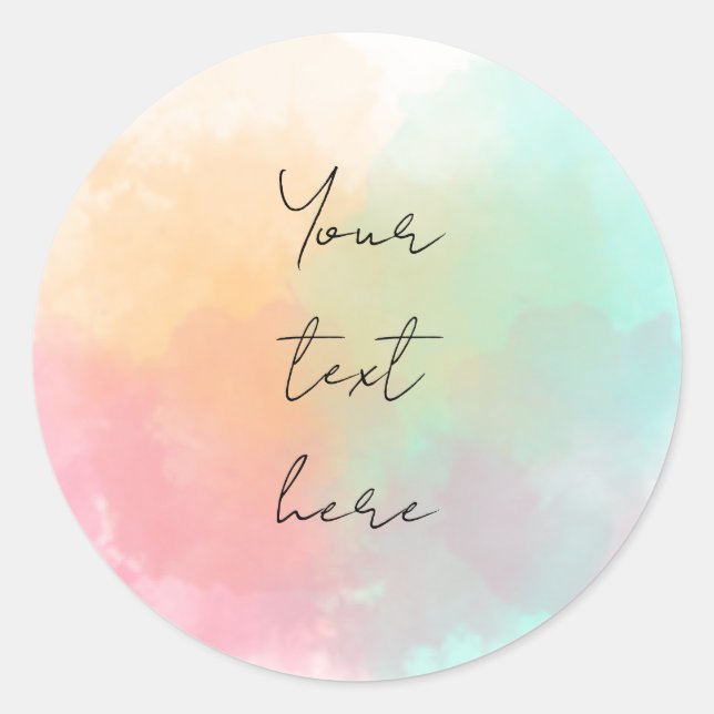 Sticker Rond Watercolor Pastel Baby Shower, Birthday (Devant)