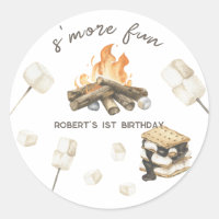 Watercolor S'more Camping Fire 1er anniversaire