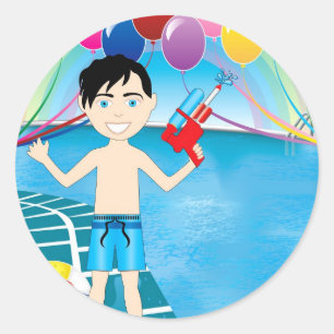 Sticker Rond Watergun Pool Boy