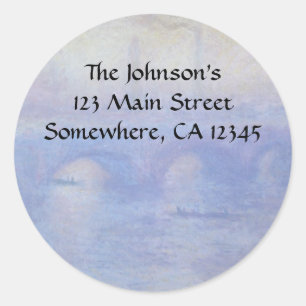 Sticker Rond Waterloo Bridge, effet de brouillard par Claude Mo