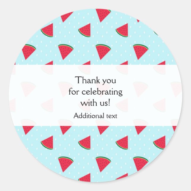 Sticker Rond Watermelon Blue Fun Summer Party Favoriser (Devant)