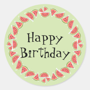 Sticker Rond Watermelon Green Pieces Cercle Joyeux Anniversaire